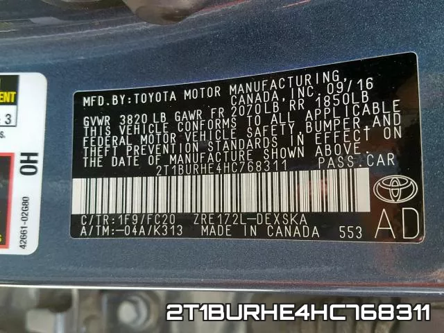 2T1BURHE4HC768311 фото 2
