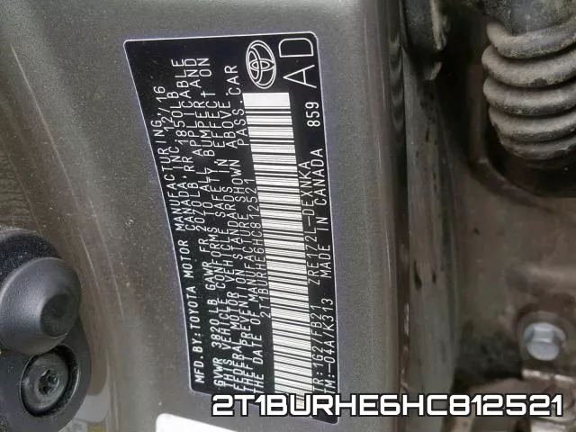2T1BURHE6HC812521 фото 2