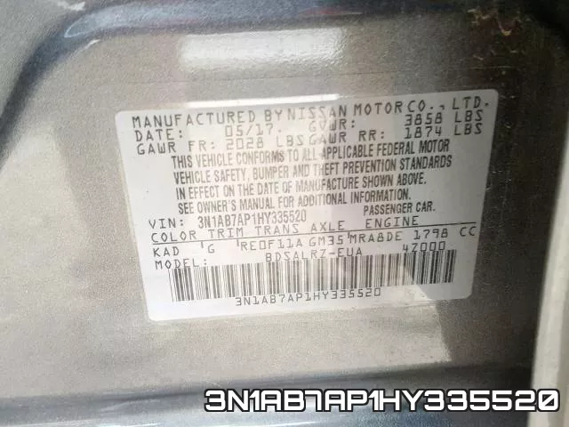3N1AB7AP1HY335520 фото 2