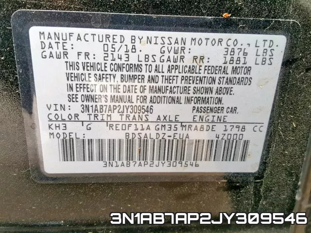 3N1AB7AP2JY309546 фото 2