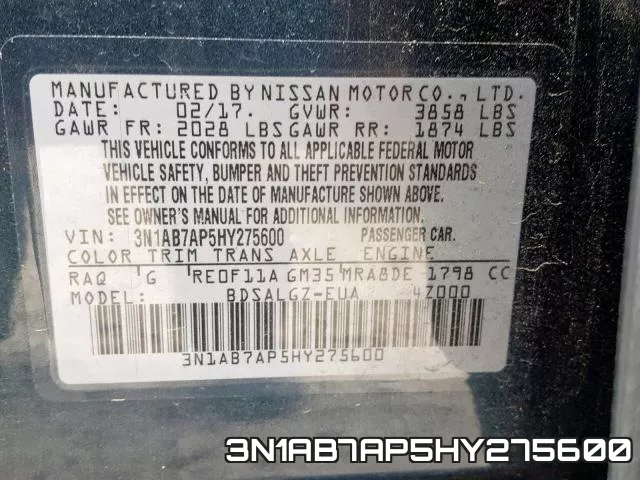3N1AB7AP5HY275600 фото 2