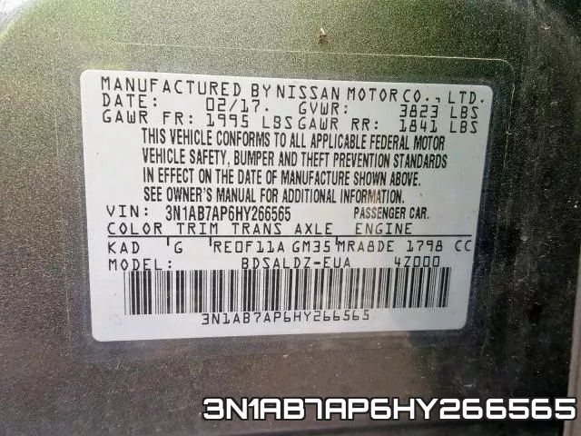 3N1AB7AP6HY266565 фото 2