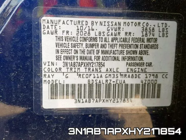 3N1AB7APXHY217854 фото 2