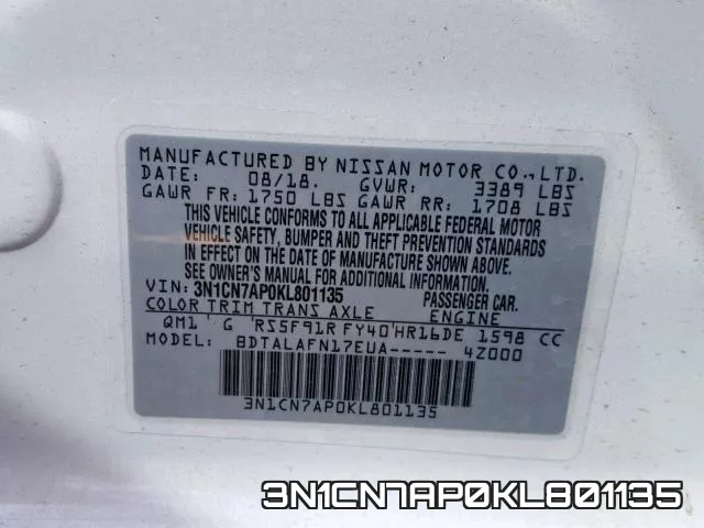 3N1CN7AP0KL801135 фото 2