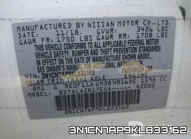 3N1CN7AP9KL833162 фото 10