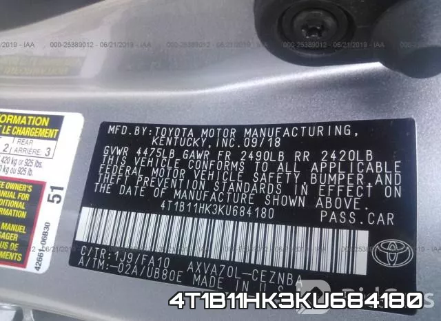 4T1B11HK3KU684180 фото 10