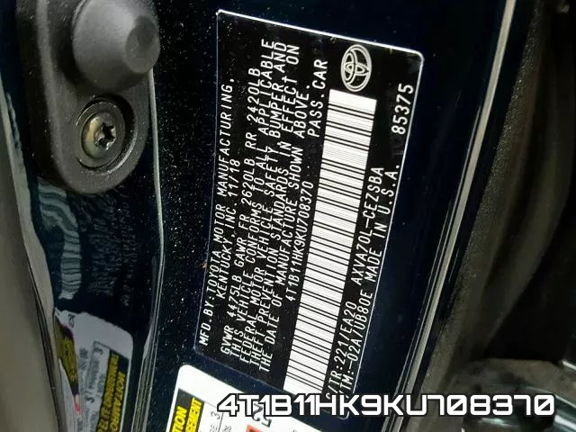 4T1B11HK9KU708370 фото 2