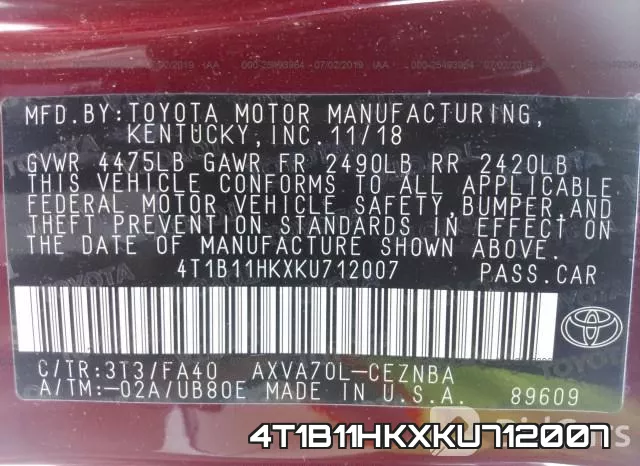 4T1B11HKXKU712007 фото 10