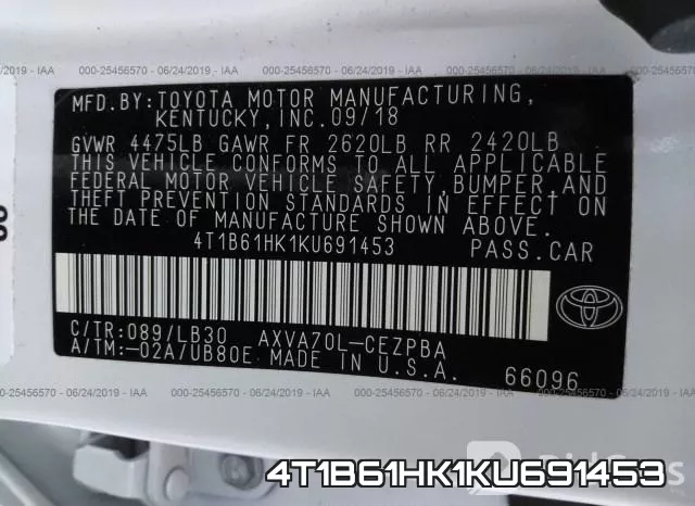 4T1B61HK1KU691453 фото 10