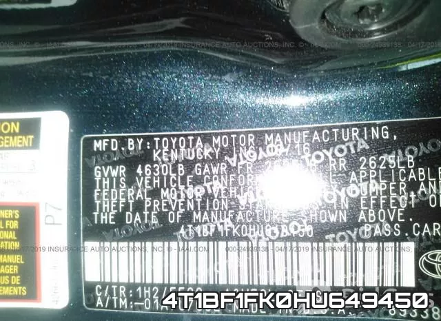 4T1BF1FK0HU649450 фото 10