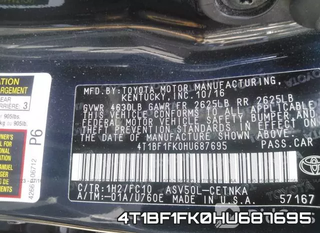 4T1BF1FK0HU687695 фото 10