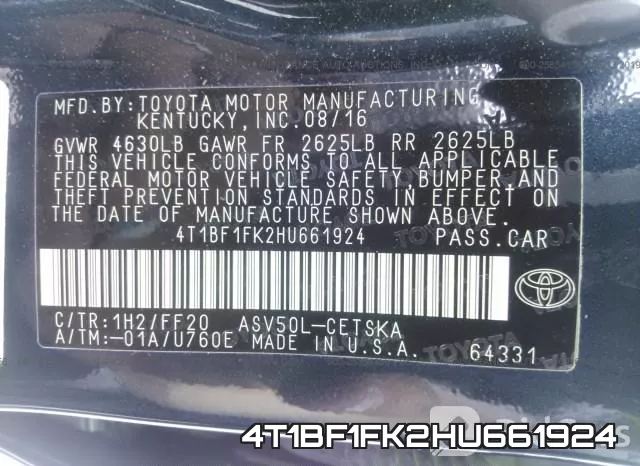 4T1BF1FK2HU661924 фото 10