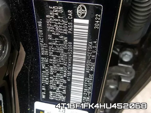 4T1BF1FK4HU452068 фото 2