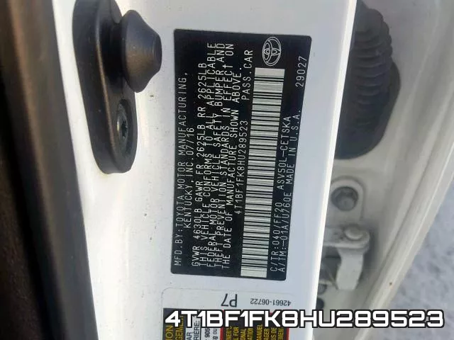 4T1BF1FK8HU289523 фото 2
