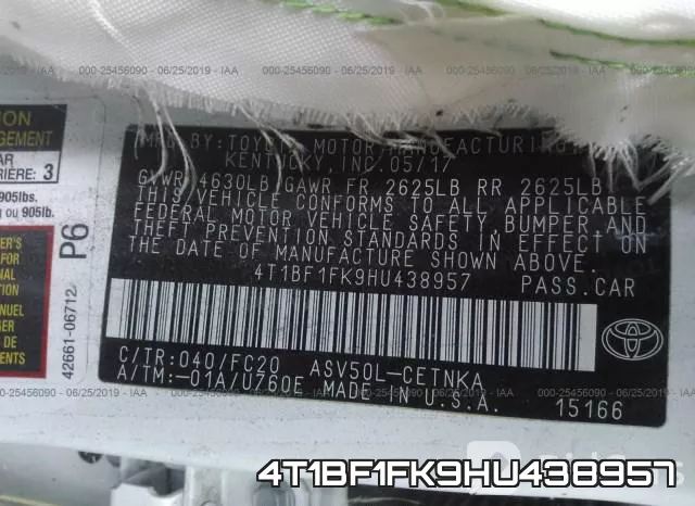 4T1BF1FK9HU438957 фото 10