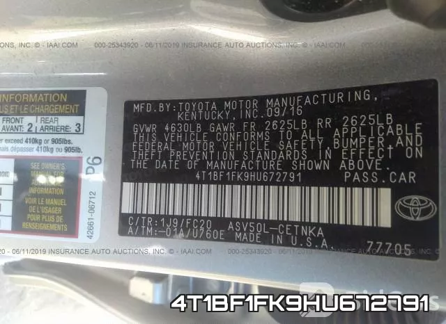 4T1BF1FK9HU672791 фото 10