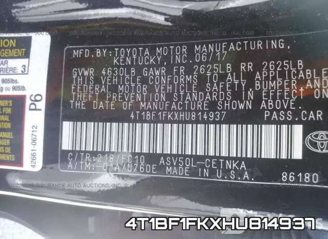 4T1BF1FKXHU814937 фото 10