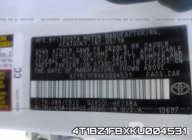 4T1BZ1FBXKU004531 фото 10