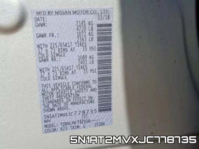5N1AT2MVXJC778735 фото 2