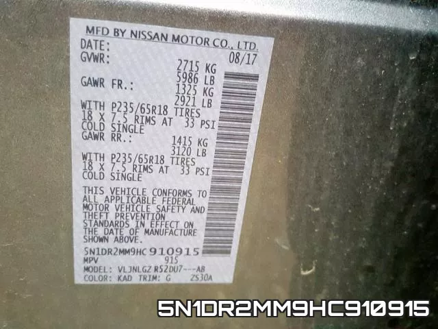 5N1DR2MM9HC910915 фото 2