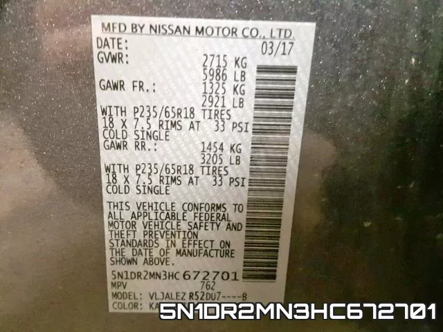 5N1DR2MN3HC672701 фото 2