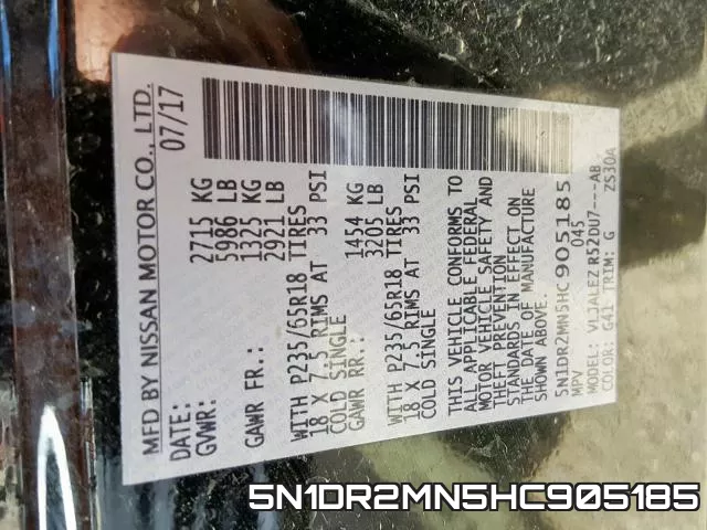 5N1DR2MN5HC905185 фото 2