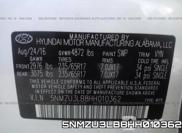 5NMZU3LB8HH010362 фото 10