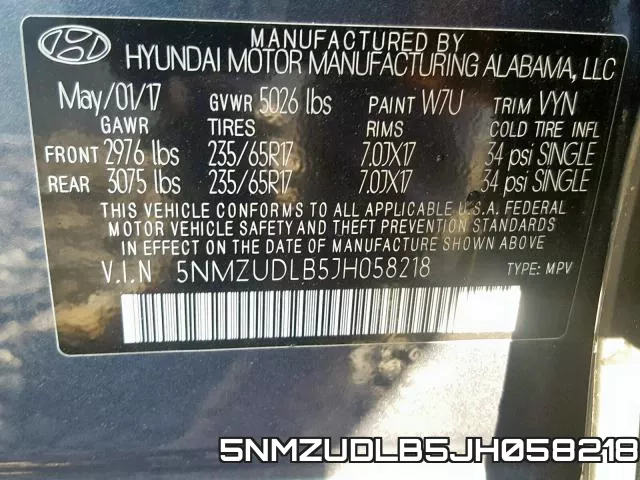 5NMZUDLB5JH058218 фото 2