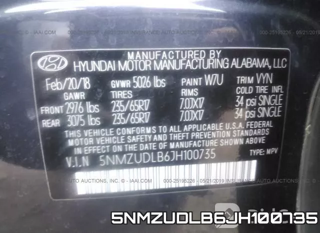 5NMZUDLB6JH100735 фото 10