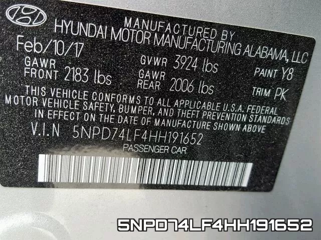 5NPD74LF4HH191652 фото 2