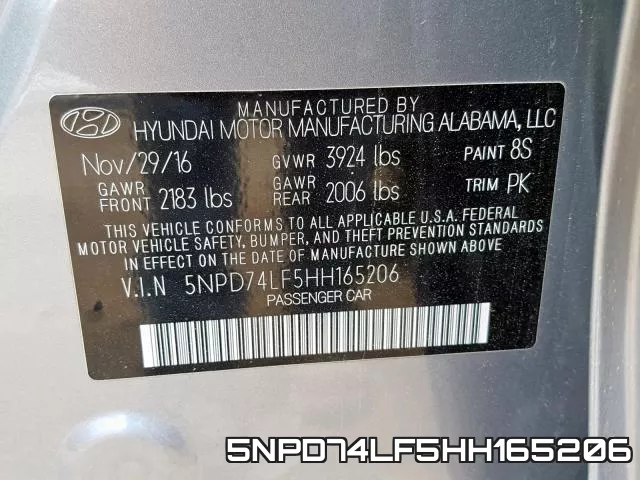 5NPD74LF5HH165206 фото 2