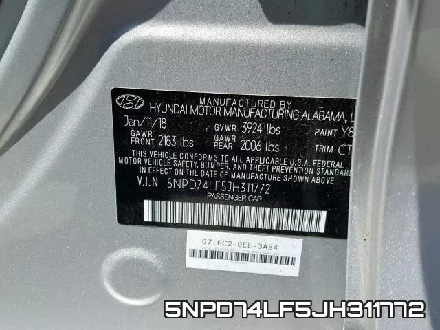 5NPD74LF5JH311772 фото 2