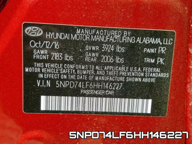 5NPD74LF6HH146227 фото 2