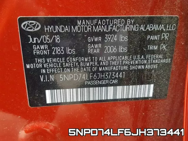 5NPD74LF6JH373441 фото 2