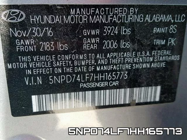 5NPD74LF7HH165773 фото 2