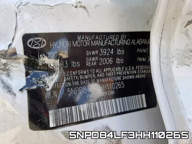 5NPD84LF3HH110265 фото 2