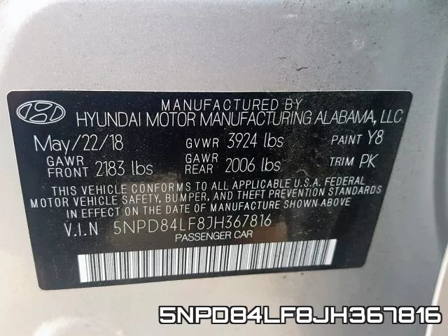 5NPD84LF8JH367816 фото 2