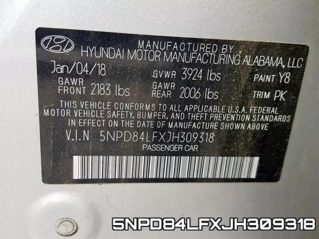 5NPD84LFXJH309318 фото 2