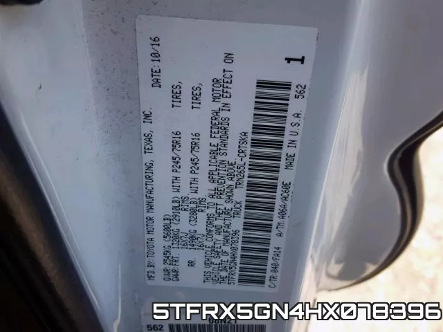 5TFRX5GN4HX078396 фото 2