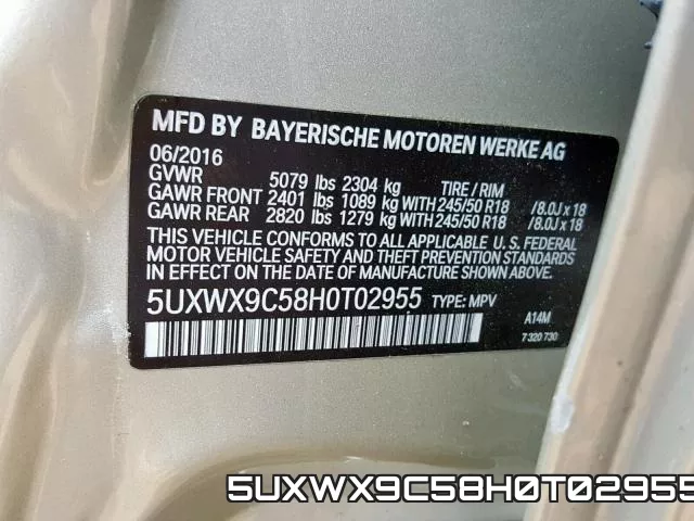 5UXWX9C58H0T02955 фото 2