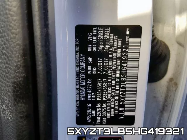 5XYZT3LB5HG419321 фото 2