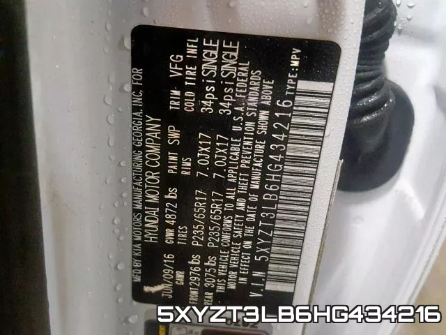 5XYZT3LB6HG434216 фото 2