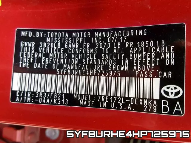 5YFBURHE4HP725975 фото 2