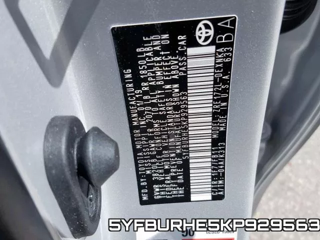 5YFBURHE5KP929563 фото 2
