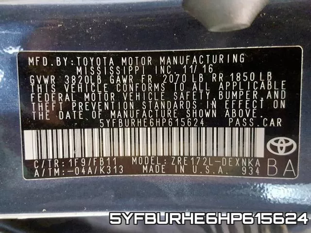 5YFBURHE6HP615624 фото 2