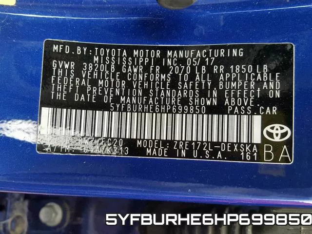 5YFBURHE6HP699850 фото 2