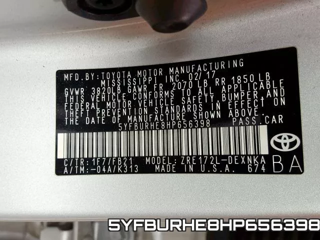 5YFBURHE8HP656398 фото 2