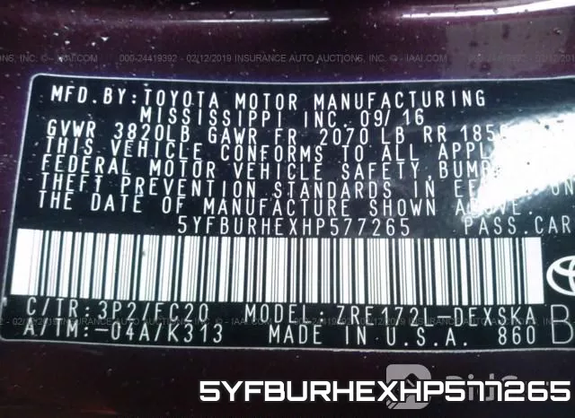 5YFBURHEXHP577265 фото 10