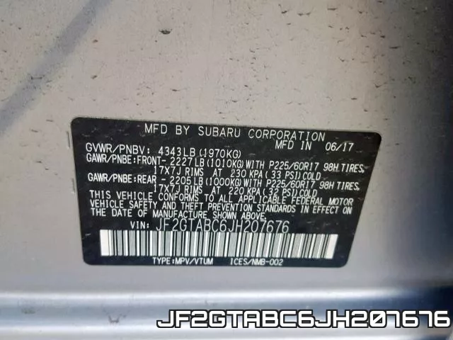 JF2GTABC6JH207676 фото 2