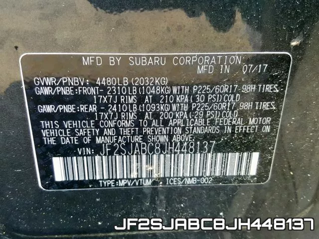 JF2SJABC8JH448137 фото 2